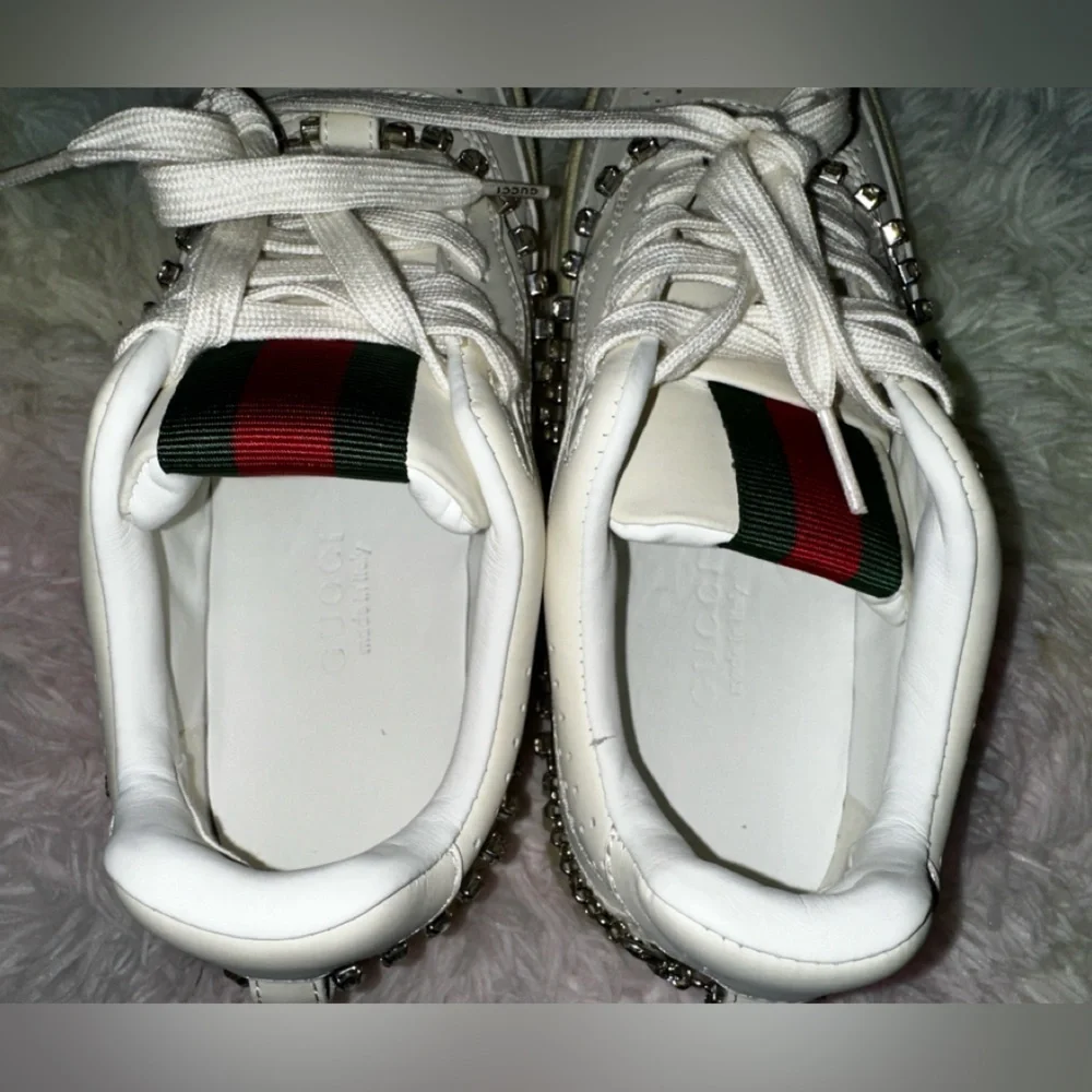 New Gucci Re-Web Crystal Chain Sneakers Size 38